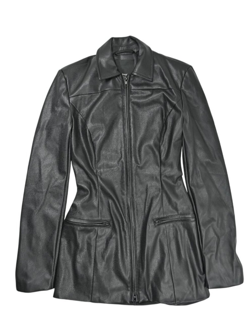 Khy Faux Leather Sleek Mini Dress in Black